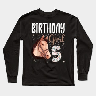 Horse Animal Lovers 5th Birthday Girl Long Sleeve T-Shirt